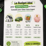 Femme heureuse gérant son budget de 2200€ en France