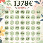 Femme heureuse comptant des économies après le défi des 52 semaines.