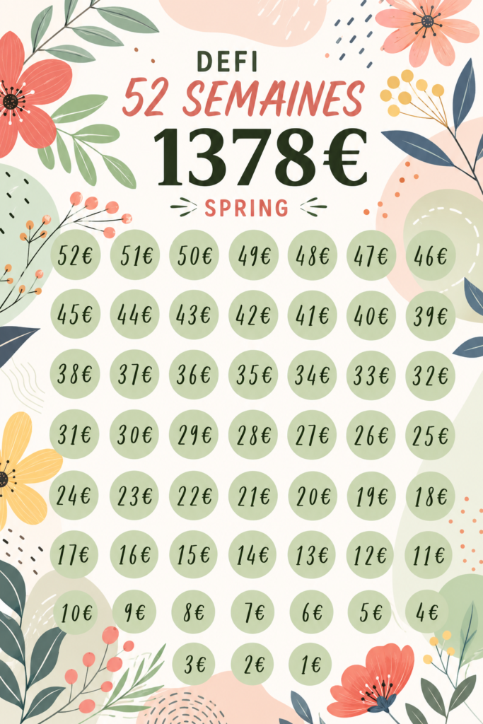 Femme heureuse comptant des économies après le défi des 52 semaines.