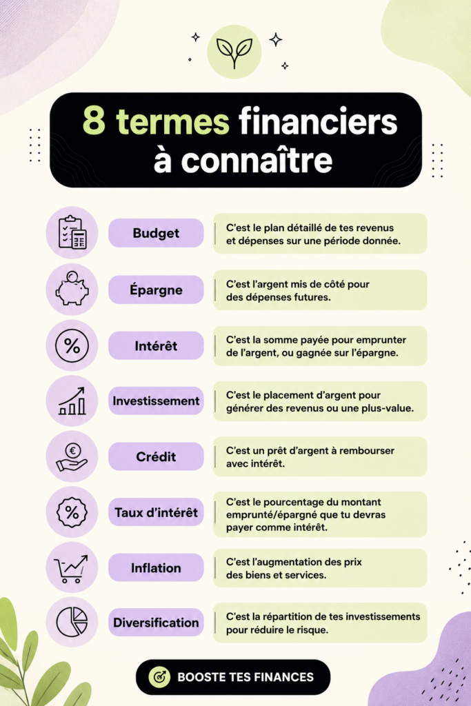 Une femme souriante, en train de consulter des documents financiers chez elle.