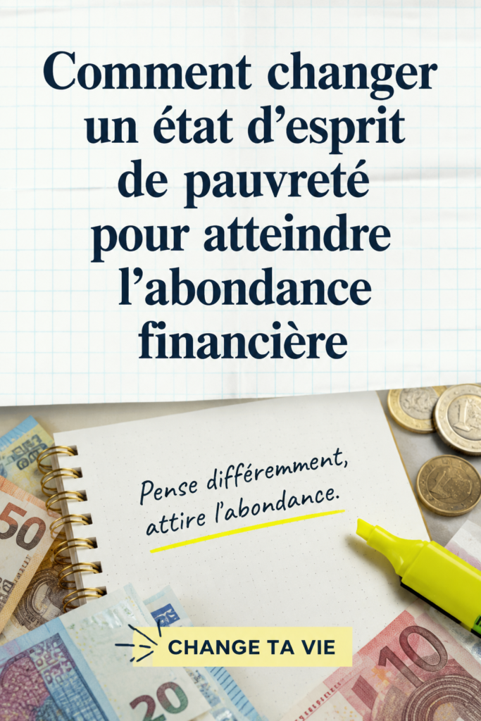 Femme réfléchissant à ses finances avec un carnet et un stylo, symbolisant le changement d'état d'esprit