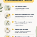 Femme souriante regardant un graphique de croissance financière, symbolisant la liberté financière.