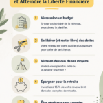 Femme souriante regardant un graphique de croissance financière, symbolisant la liberté financière.