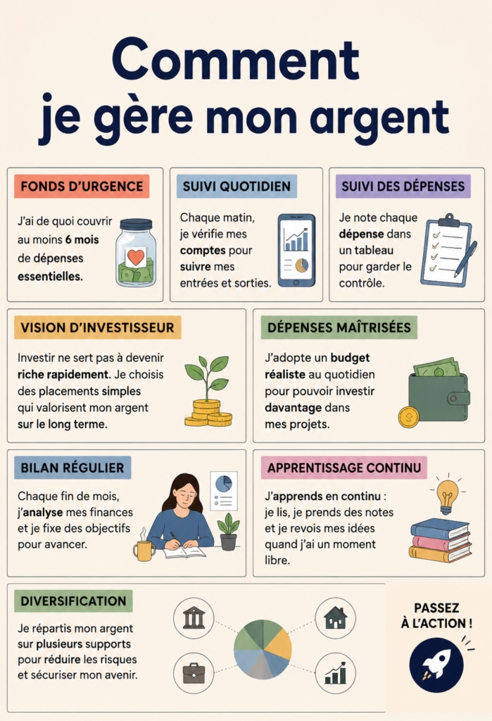 Femme souriante consultant son budget sur un ordinateur