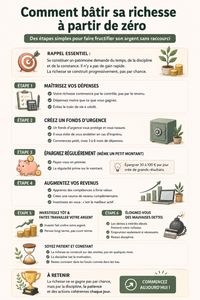 Une femme souriante regardant un plan financier pour construire sa richesse.