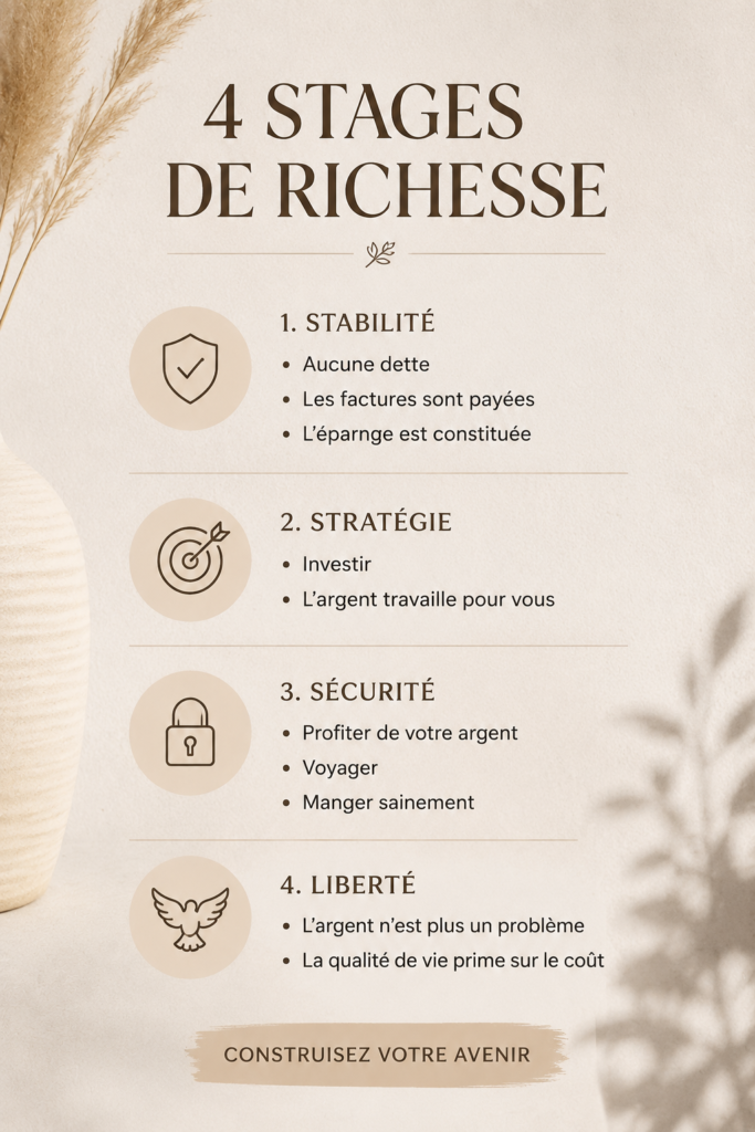 Image illustrant les étapes de la richesse financière