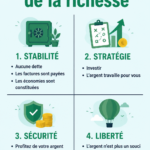 Image illustrant les 4 étapes vers la richesse personnelle