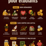 Une étudiante souriante examine son budget sur un ordinateur portable.