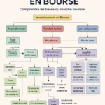 Un guide visuel des bases de l'investissement en bourse avec des illustrations colorées.