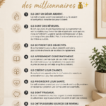Une femme d'affaires souriante lisant un document financier, représentant les habitudes financières des millionnaires.