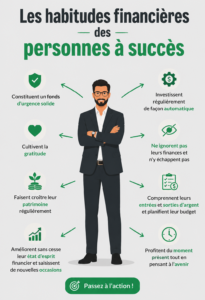 Zoom sur un carnet de budget et un stylo, symbolisant les habitudes financières des personnes qui réussissent.