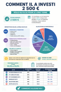 Une femme souriante regardant des graphiques d'investissement représentant 2 500 $
