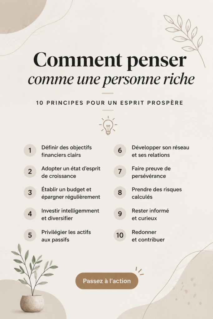 Femme souriante qui lit un livre sur la réussite financière, symbolisant la pensée positive
