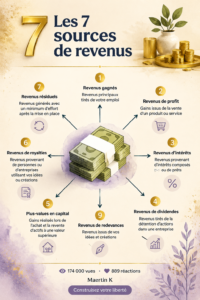 Femme créant un plan de diversification de revenus à son bureau, avec des feuilles et un ordinateur.