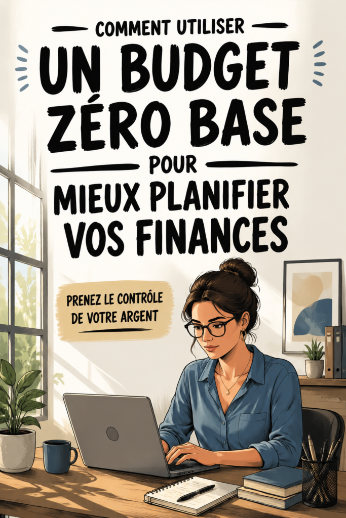 Femme utilisant un ordinateur pour créer un budget zéro