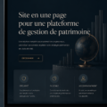Illustration d'un site web pro sur la gestion de patrimoine avec des graphiques et des informations.