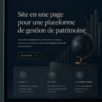Illustration d'un site web pro sur la gestion de patrimoine avec des graphiques et des informations.