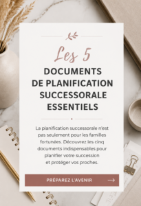 Femme consultant des documents de planification successorale pour assurer l'avenir de sa famille.