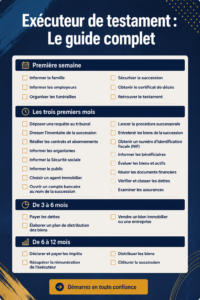 Une femme examinant des documents juridiques pour la gestion d'une succession.