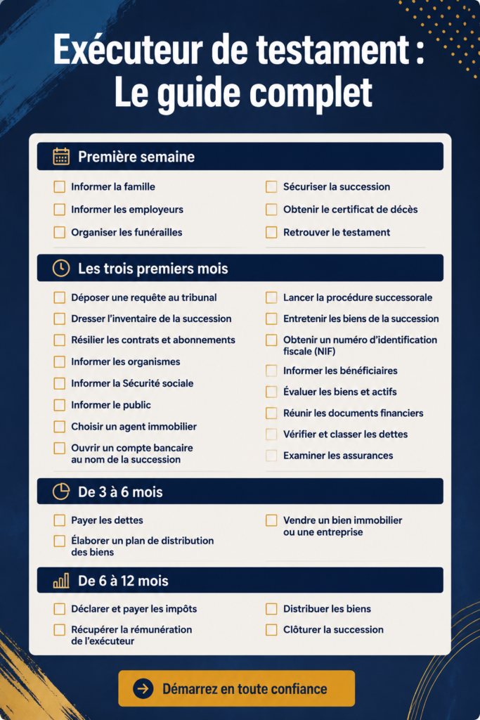 Une femme examinant des documents juridiques pour la gestion d'une succession.
