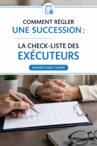 Femme tenant une checklist pour la gestion d'une succession dans un cadre apaisant.