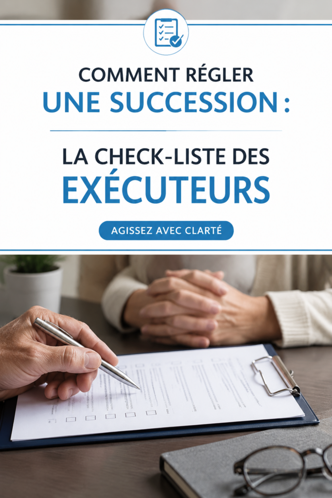 Femme tenant une checklist pour la gestion d'une succession dans un cadre apaisant.