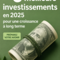 Infographie représentant les six meilleures options d'investissement pour 2025, avec des éléments visuels attractifs.