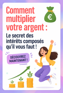 Illustration représentant des pièces de monnaie grandissant grâce à l'intérêt composé, symbolisant l'augmentation de l'épargne.