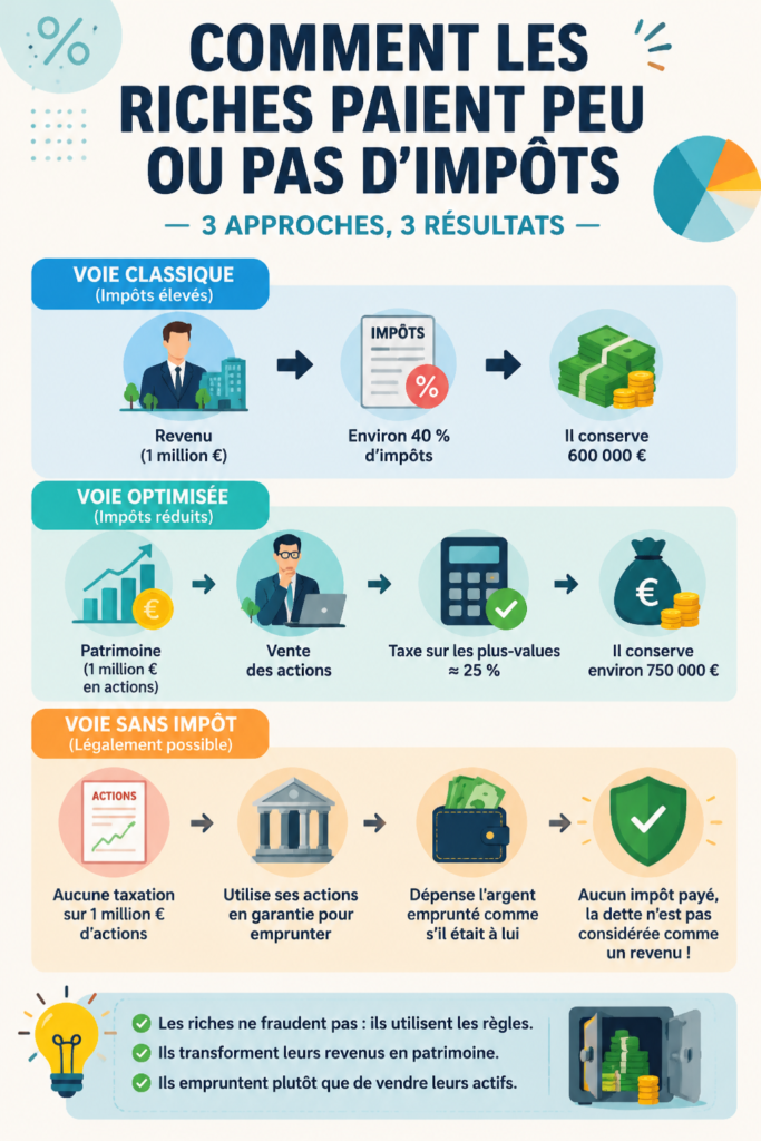 Un tableau illustrant les différences de taxation entre riches et classes moyennes.
