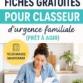 Une femme feuilletant un binder d'urgence rempli de documents importants pour sa famille.