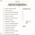 Une checklist sur un bureau pour l'organisation d'obsèques.