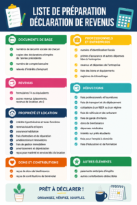 Checklist de préparation des impôts sur un bureau organisé