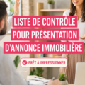 Checklist de présentation immobilière avec des éléments cruciaux pour vendre un bien.