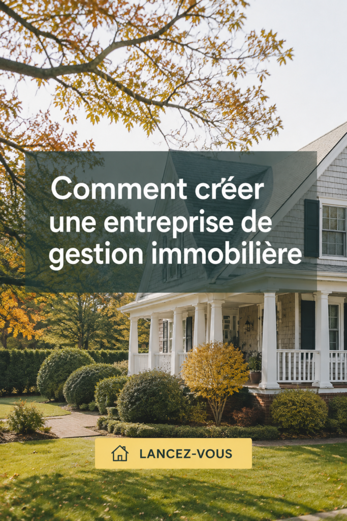 Femme d'affaires souriante consultant sur un ordinateur pour créer une entreprise de gestion immobilière.