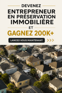 femme souriante dans un bureau, planifiant son entreprise en préservation immobilière