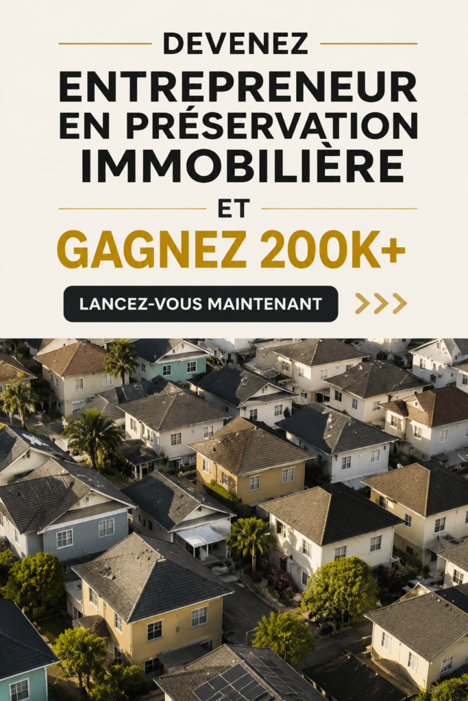 femme souriante dans un bureau, planifiant son entreprise en préservation immobilière