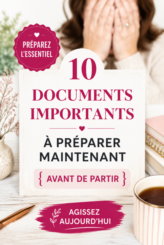 Femme souriante examinant des documents importants pour sa succession