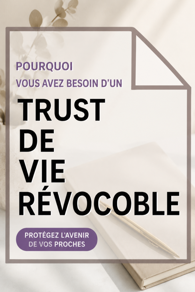 Illustration d'une femme consultant un notaire sur une fiducie révocable et la planification successorale