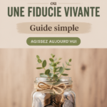Une femme souriante écrivant son testament chez elle, entourée de documents officiels.