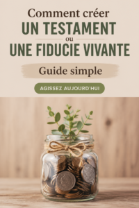 Une femme souriante écrivant son testament chez elle, entourée de documents officiels.