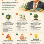 Illustration de Warren Buffett partageant ses conseils financiers sur l'investissement