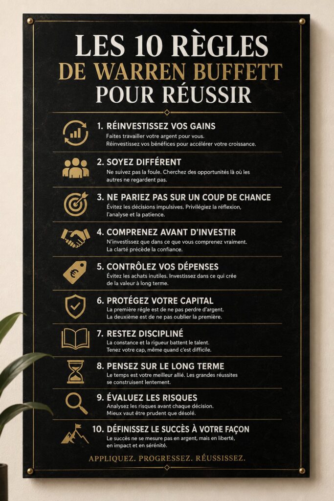 Warren Buffett partage ses principes de réussite pour investisseurs.