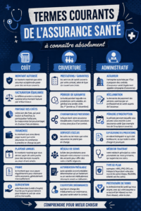 Illustration représentant des termes d'assurance santé expliqués simplement