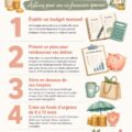 Une femme souriante examinant ses finances sur son ordinateur avec des tableaux clairs.