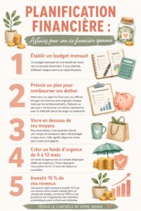 Une femme souriante examinant ses finances sur son ordinateur avec des tableaux clairs.
