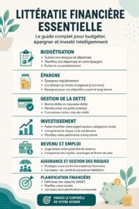 Femme consultant ses finances avec un ordinateur et des documents, symbolisant la gestion financière.