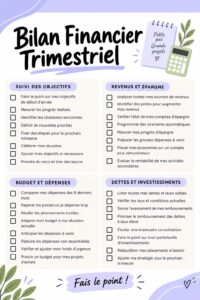 Une femme réalisant son bilan financier trimestriel avec des documents et un ordinateur.