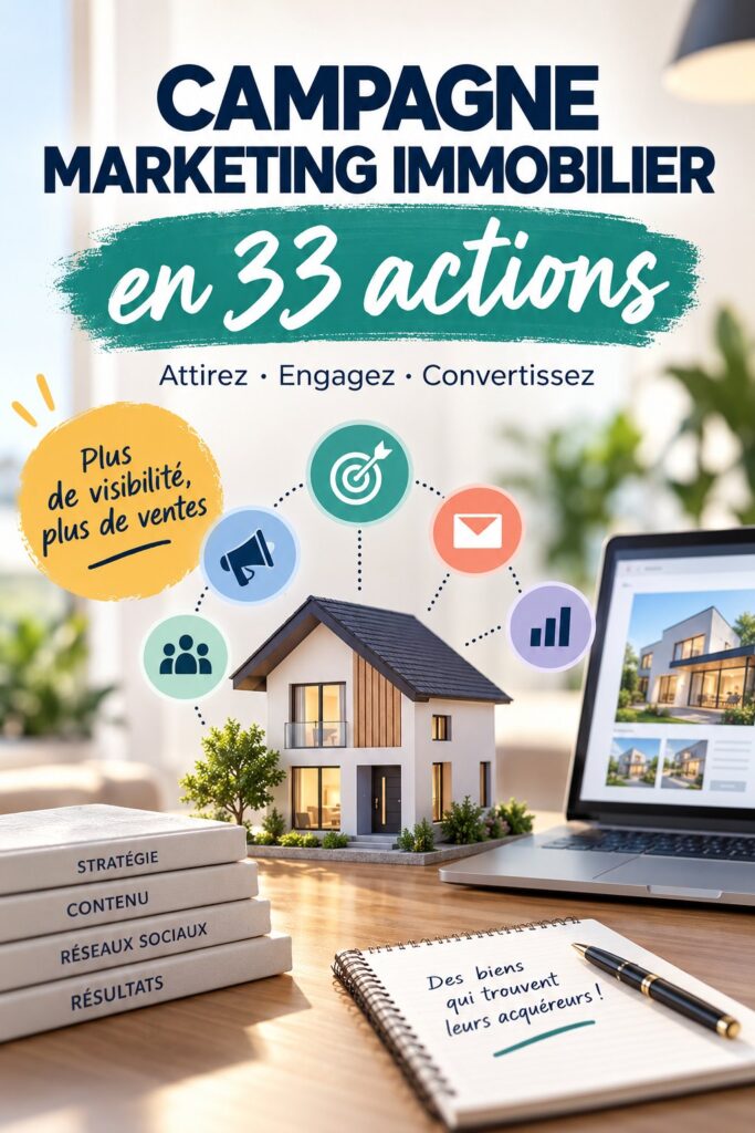 Visuel d'une campagne marketing immobilière touchante avec des éléments visuels engageants.