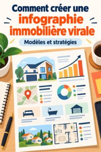 Infographie immobilière colorée illustrant des conseils d'investissement.