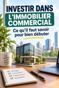 Femme tenant un plan d'immobilier commercial avec un regard déterminé, symbolisant l'investissement intelligent.